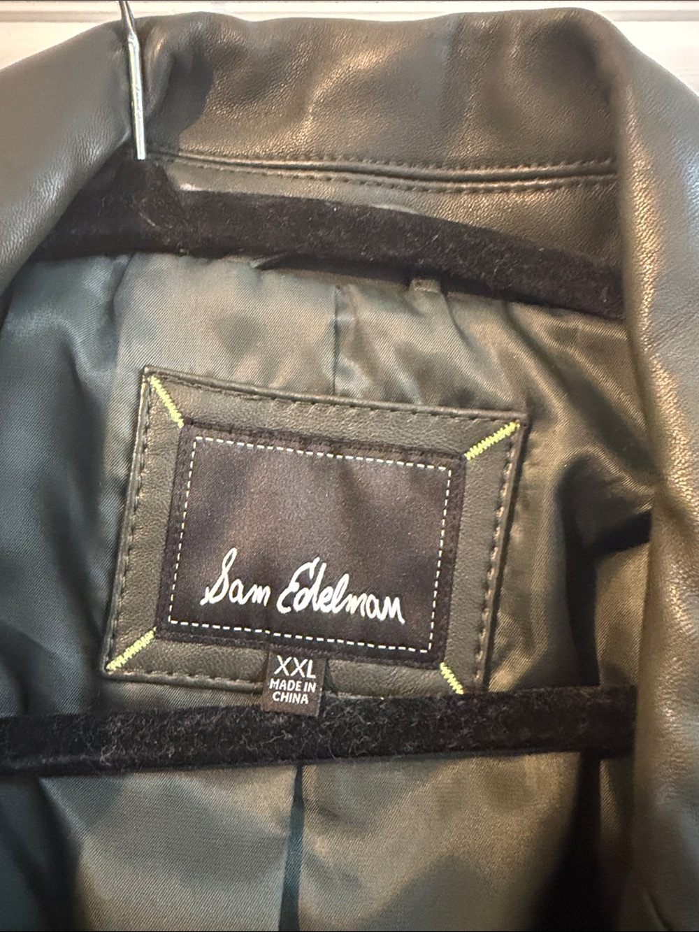 Sam Edelman Olive Green Leather Moto Jacket - Size XXL - Picture 2 of 3